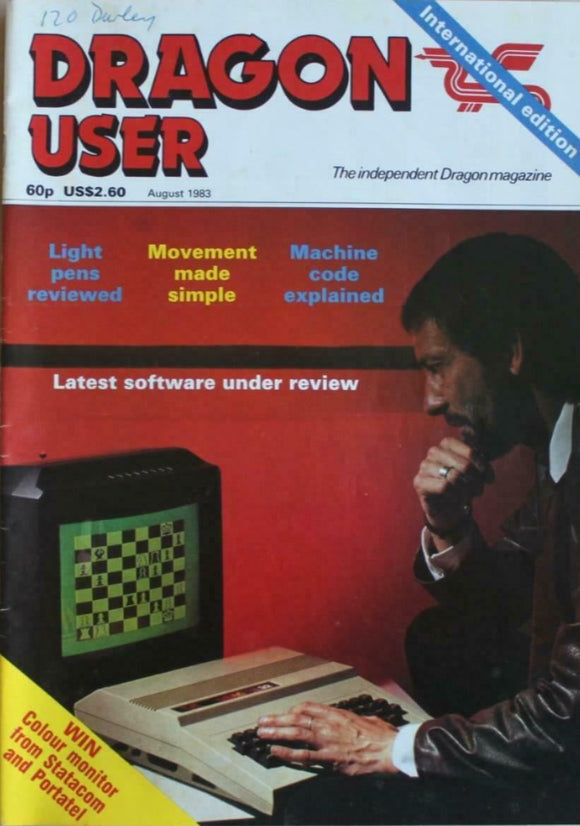 Vintage - Dragon User Magazine  - August 1983 -  contents shown in photographs