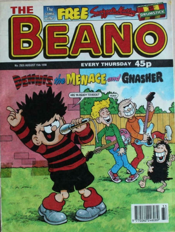 Beano British Comic - # 2926 - 15 August 1998