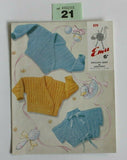 Vintage childs cardigan knitting pattern - 19 - 21 inch - Emu - 21