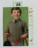 Vintage boys boy  jumper knitting pattern - 24 - 34 inch  - Emu - 25