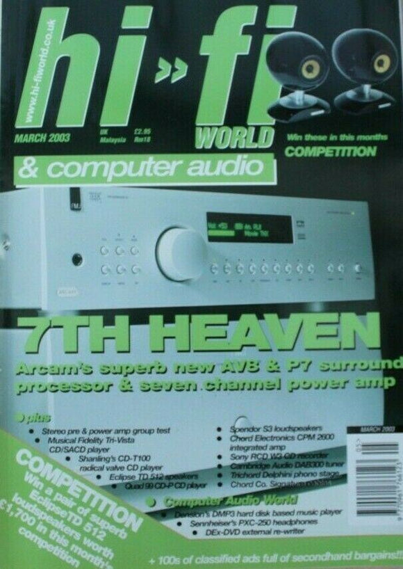 Hi Fi World  - March 2003 - Arcam AV8 P7